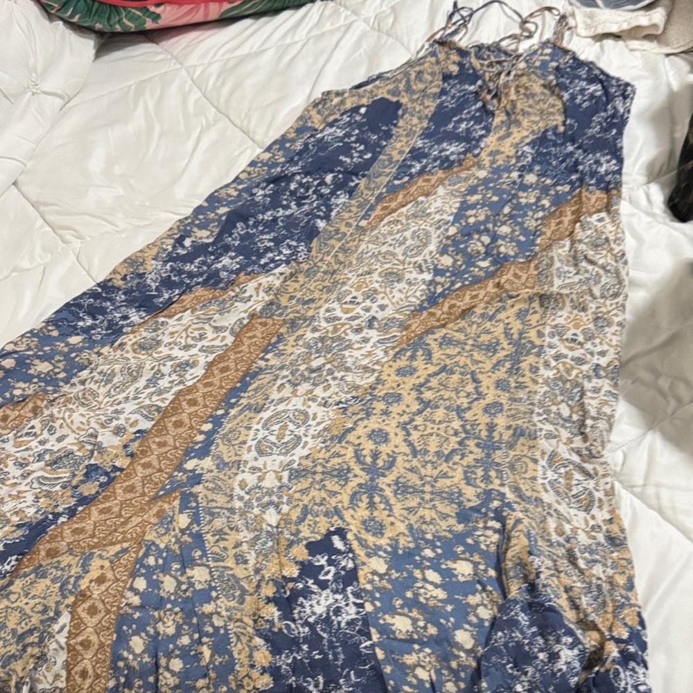 Free People Bohemian Blue and Cream Maxi Dress - Picture 9 of 10